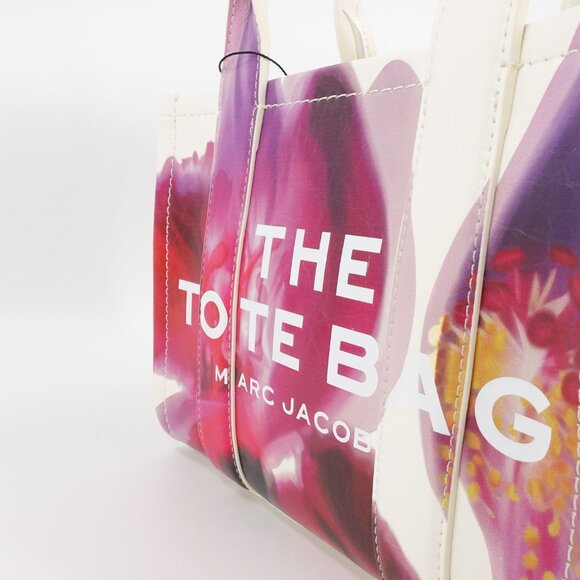 Marc Jacobs Future Floral Small Leather Tote Bag White Multi - Picture 11 of 16